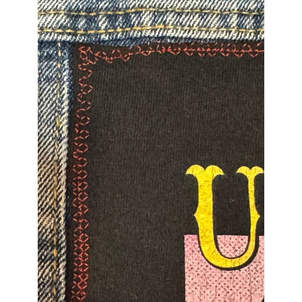 BAD BUNNY Un Verano Sin Ti Reggaeton House Upcycled Retro Denim Jacket Size L - Picture 13 of 14